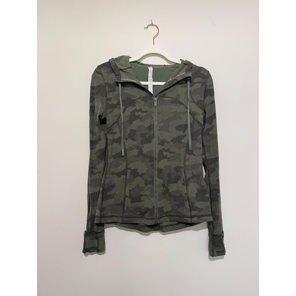 Lululemon Hooded Define Jacket Heritage 365 Camo Green Size 8 Activewear Zip Up